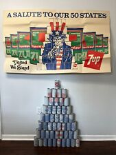7UP Poster RARE & Bicentennial Cans Complete Set 50 States Vintage Large 1976 picture