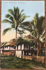 Philippines Village Street Grass Houses Palm Trees Vintage Postcard c1910 picture