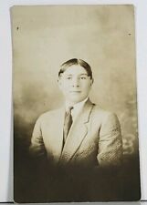 RPPC Young Man Mr Tom Lowery Studio Portrait c1915 Dodge KS Possibly Postcard A2 picture
