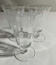 GORGEOUS Vtg Gray Cut - Floral Etched Iced Tea/Wine Glass Goblets. Set of 3.VGC picture