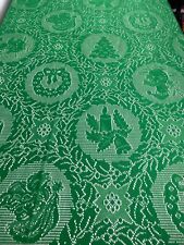 Christmas Tablecloth Machine Lace Holiday Decor Green 61 Inch picture