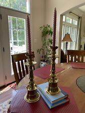 Pair Of large VNT solid brass unique candle holder sicks 13” Great Condition picture