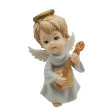 Vintage 1986 Lefton Christopher Collection Angel Figurine Playing The Mandolin picture