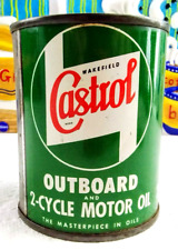 Vintage Wakefield CASTROL Outboard 2 Cycle Motor Oil Metal Can 1/2 Pint - NOS picture