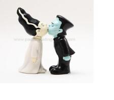 PT Frankenstein and his Bride Kissing Ceramic Salt and Pepper Shakers Set picture
