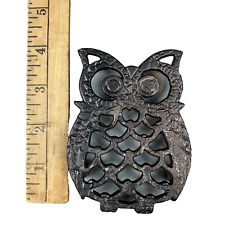 Small Vintage Cast Iron Owl Trivet Coaster Decoration Made In Taiwan picture