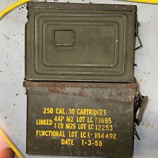 2 WW2 Korean War Era US Army .30 M1 Steel Ammunition Box OD Green Ammo Can picture