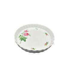 Vintage Christine Holm Ceramic Quiche Tart Plate Pan Roses Floral Pie 9.5