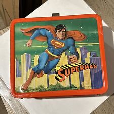 ~RARE 1978 Superman Movie Metal Lunch Box With Thermos Very Colorful Lunchbox picture