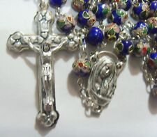 vintage catholic religious large 21 inch rosary real Cloisonné beads 52753 picture