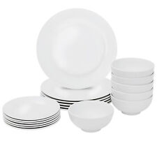 Round 18-Piece White Kitchen Dinnerware Set Plates and Bowls Service for 6  picture