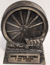 Vintage Banthrico Diecast Coin Bank Wagon Wheel Bank Nampa/Caldw Federal Savings picture
