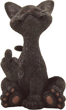 Catitude Whimsical Black Cat with Middle Finger Funny Figurine *GIFT BOXED picture