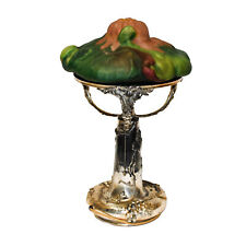 Pairpont Reverse-Painted Glass Table Lamp and Lacquered Metal Puffy, Circa 1910 picture