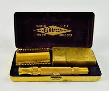 Antique 1920’s Gillette Cambridge Patent Pending Safety Razor Set w/NOS Blades picture
