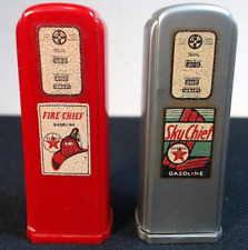 Vintage Texaco Fire And Sky Chief Salt & Pepper Shakers Double Sided Gas Pumps picture