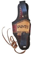  Saints NFL Hand Tooled  Leather Beer Belt Holster Embossed Collectible  picture
