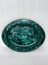 Solid Malachite brass trim oval tray picture