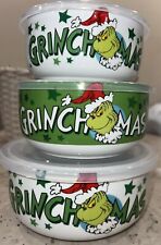 NEW DR.SEUSS HOW THE GRINCH STOLE CHRISTMAS? SET 3 CONTAINER BOWLS W/VENTED LIDS picture