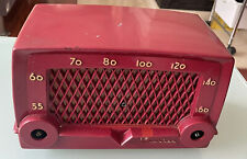 Vintage CROSLEY Model E-10-RD Red Tabletop Tube Radio- For Parts picture