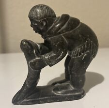 Inuit Eskimo Soapstone Hand Carved Figure By Levi Vintage, One Of A Kind picture
