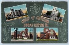 Cedar Rapids Iowa IA Postcard Group Of Churches Exterior Scene c1910's Antique picture