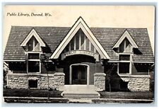 Durand Wisconsin WI Postcard Public Library Building Exterior Scene Antique picture