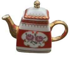 Vintage Antique Classic Treasures Imperial Porcelain Mini Teapot Red & Gold picture
