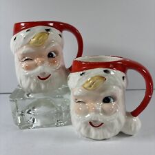 Vintage Ceramic Santa Claus Winking Head Face Mug Cup Christmas picture