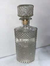 Vintage Crystal Diamond Cut Design Anchor Hocking Bottle 11.5 Tall picture
