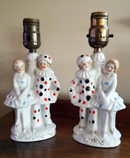 Vintage Porcelain Victorian Dancing Couple Table Figural Lamps - Tested & Work picture