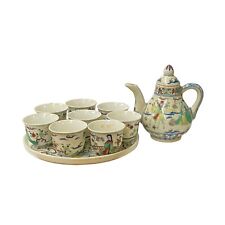 Chinese Ceramic Off White Eight Immortal Field Teapot Teacups Deco Set ws2002 picture
