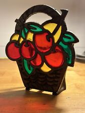 Vintage Stained Glass Napkin Holder Cherry Fruit Basket picture
