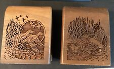 Lasercraft  Wooden Mendocino Book Ends Waterfowl 5” Tall With Original Box READ picture