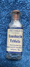Vintage Specialty Sales Saccharin 100 Tablet Glass Bottle Cork Top picture