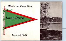 c1912 What's The Matter With She's Alright Lone Rock Wisconsin Pennant Postcard picture