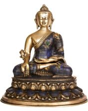 Lapis Buddha of Healing - Brass Statue with Inlay picture