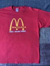 90S 00S Xl Marijuana Vintage T-Shirt Mcdonald'S Motif Parody Big Size picture