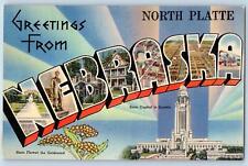 North Platte Nebraska NE Postcard Large Letter Greetings Landmarks Scene c1940's picture
