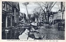 MONTPELIER VT - 1927 Flood Wreckage On State Street Near Hotels Postcard picture