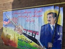 Large Iraqi Saddam Hussein Propaganda Banner Anti-USA Invasion Poster 6 Feet  picture