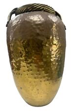 Vintage Stylish Hammered Brass Vase 13” Tall picture