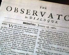Very Early Rare WOMAN PUBLISHER Observator London 343 Years Old 1681 Newspaper picture