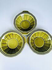 Homer Laughlin Green Sheffield Madrid SOUP BOWLS with Handles  Avocado set of 3 picture