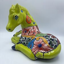 Mexican Pottery Talavera Horse Foal Donkey Statue Figurine Folk Art Hand Painted picture
