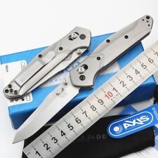 940-1 AXIS Lock Silver GB-D2 Blade Titanium Handle Tactical Pocket Folding Knife picture