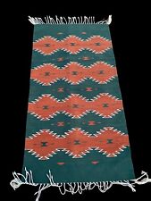 Southwestern Mexican Indian Native American Navajo Wool Rug Green Orange 58