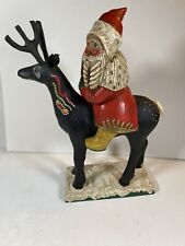 Leo R Smith Midwest of Cannon Falls Folk Art Santa Riding Reindeer #607/1500 COA picture