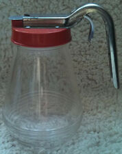 Vintage Glass Syrup Dispenser with Red Plastic Top picture