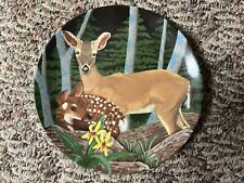 Deer with Fawn Collectors Plate by Steven Shachter, Crowne Porcelain, JAPAN 1990 picture